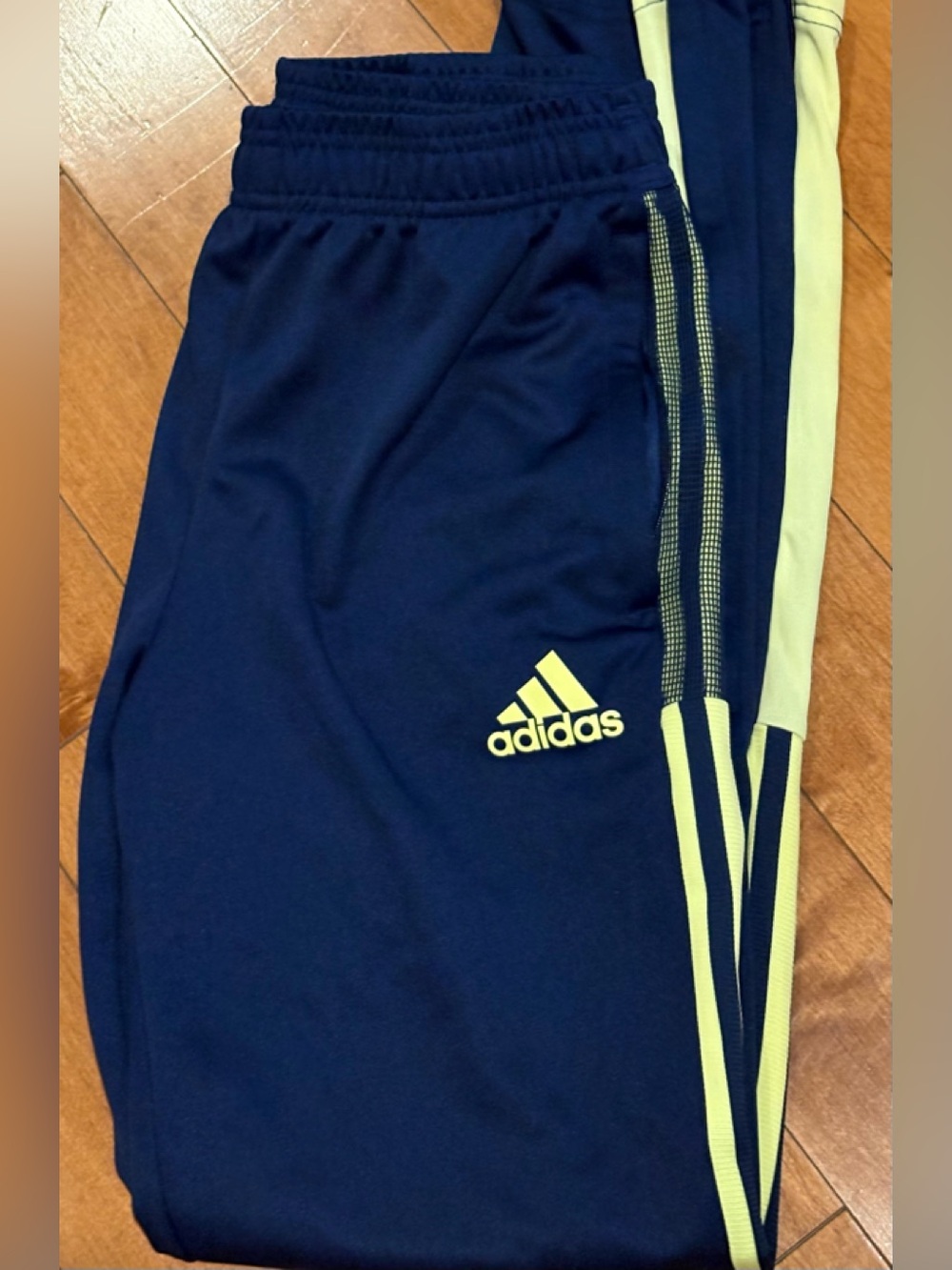 Adidas Kids Navy with Yellow Trim Track Pants- XL (15-16 yr old)